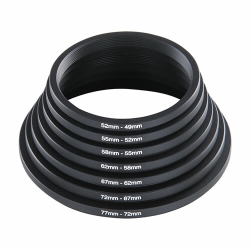 Komplett-Set Filteradapter 7x Step-Down Ring 77-49mm
