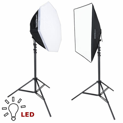 proxistar Studioleuchten Doppel Set LED SOFT mit 8xE27