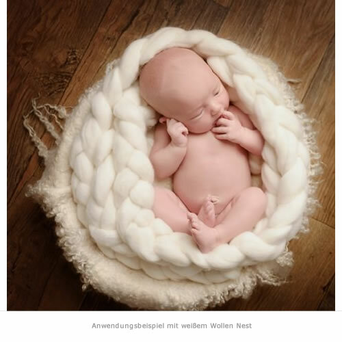 Newborn Mohair Wollen Nest Grau 400 x 6cm